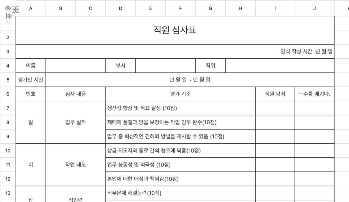 직원 심사표